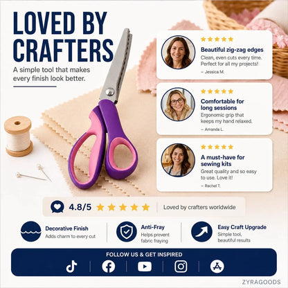 🧵 Premium Stainless Steel Pinking Shears – Ergonomic Soft-Grip, Zigzag Cut ✂️