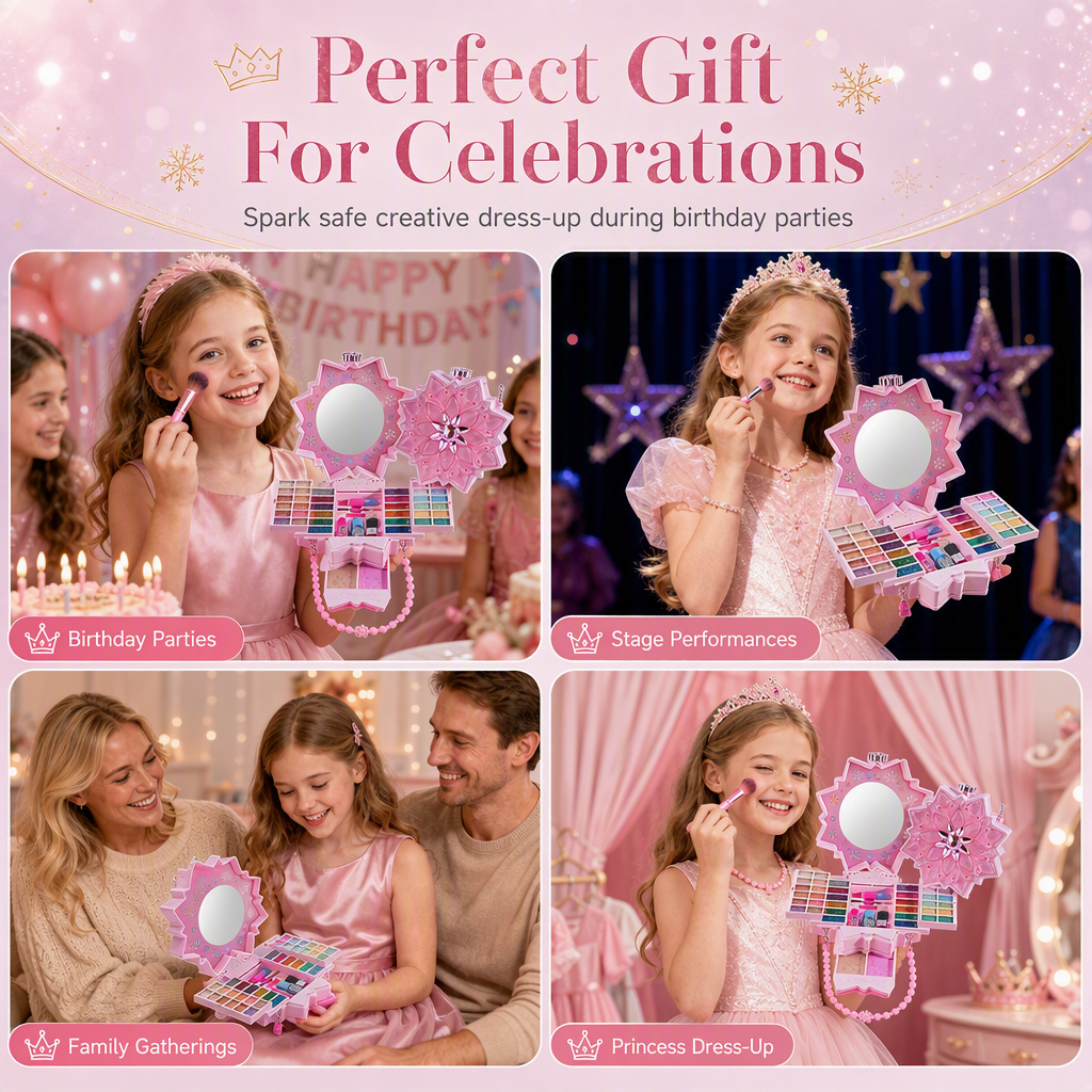 👑 Washable Princess Makeup Set – Fun, Portable & Easy to Clean 🎀✨
