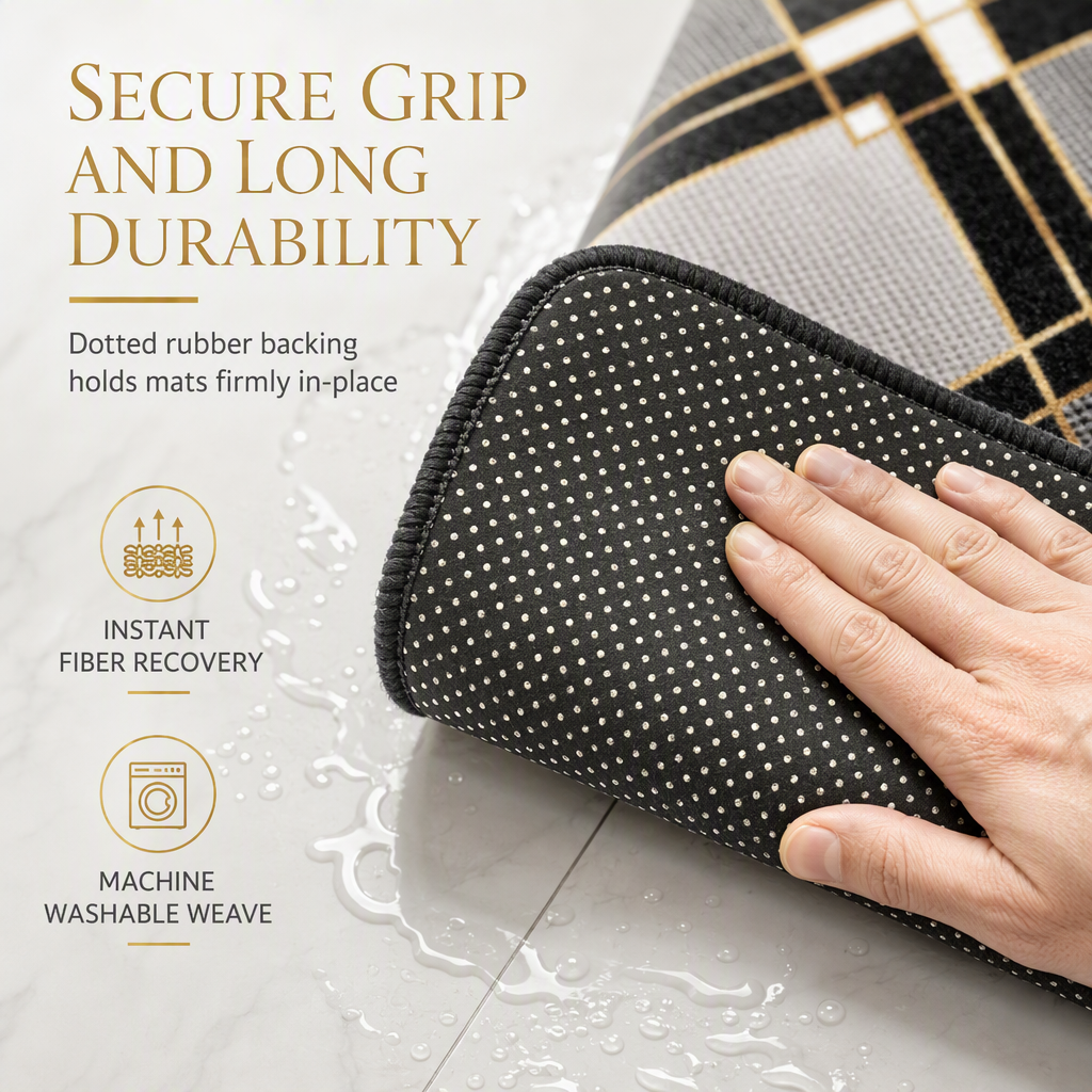 🛁 🧼 4‑Piece Faux Cashmere Bathroom Rug Set – Ultra‑Soft Plush Underfoot, Overlock Stitched & Secure Grip 🚿