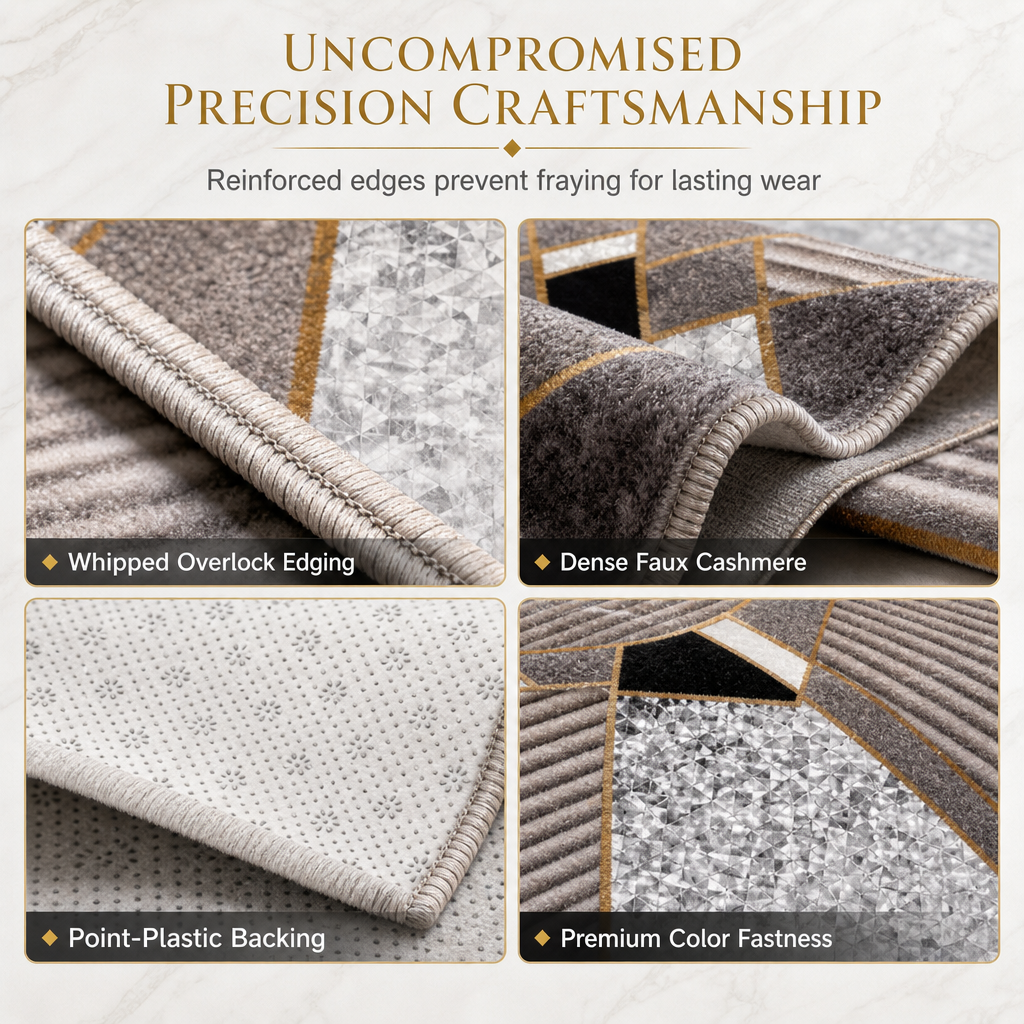 🛁 🧼 4‑Piece Faux Cashmere Bathroom Rug Set – Ultra‑Soft Plush Underfoot, Overlock Stitched & Secure Grip 🚿