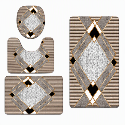 🛁 🧼 4‑Piece Faux Cashmere Bathroom Rug Set – Ultra‑Soft Plush Underfoot, Overlock Stitched & Secure Grip 🚿