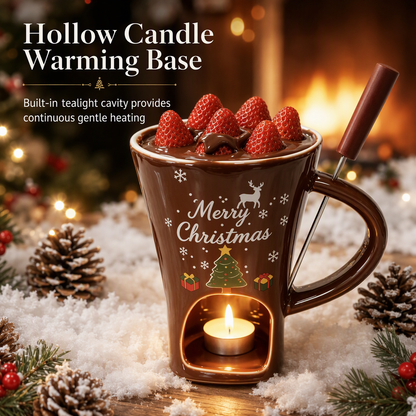 Christmas Ceramic Chocolate Fondue Mug Set