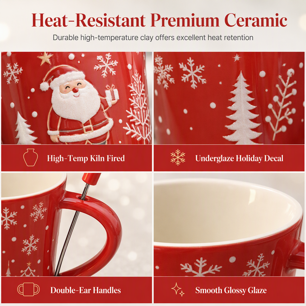 Christmas Ceramic Chocolate Fondue Mug Set