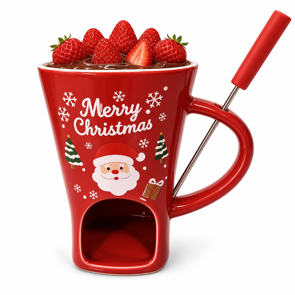 Christmas Ceramic Chocolate Fondue Mug Set