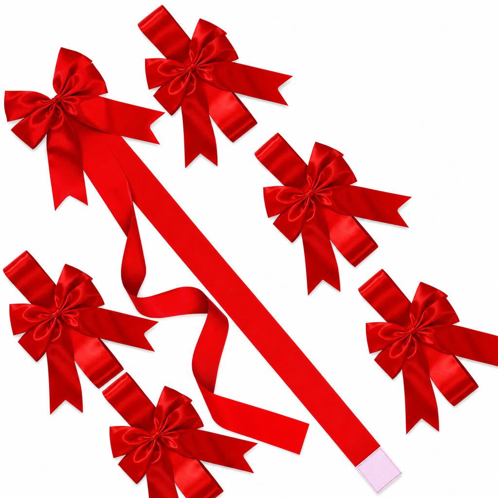 Christmas Red Bow Decoration for Kitchen Cabinet Doors and Front Doors with Hook and Loop Fastener